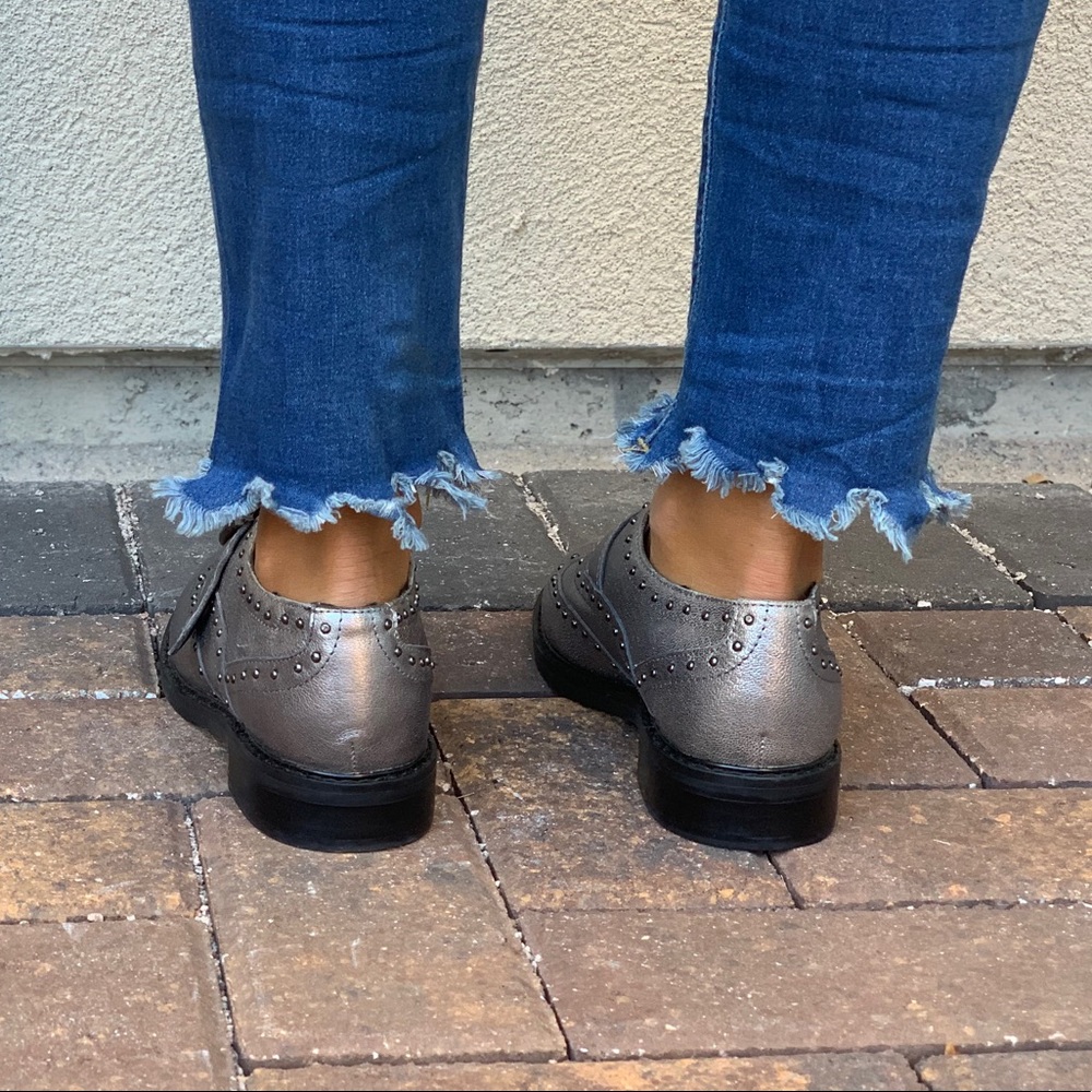 Charcoal Metallic Silver Studded Monk Strap Loafer - Picture 6 of 7